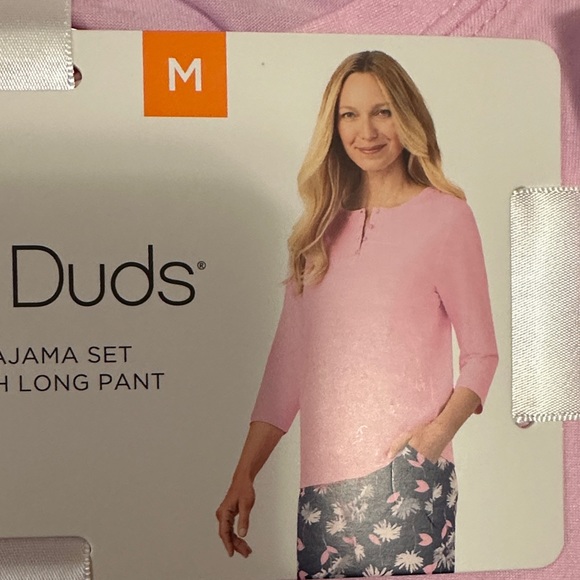 Cuddl Duds Pink Top and Navy Floral Pants Set - Picture 3 of 5